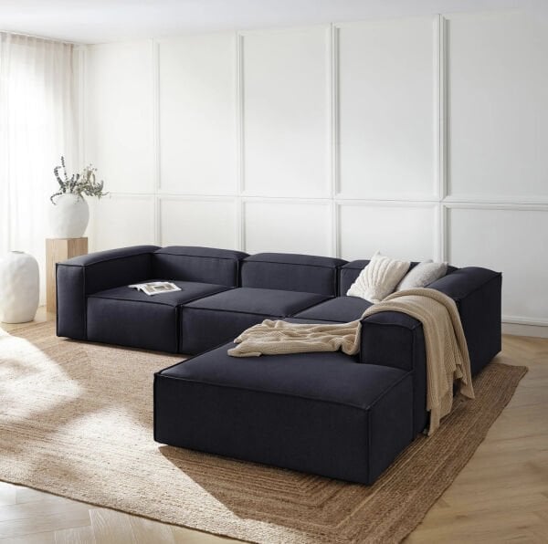 Frida 4 Modül Dinlenme Puflu, Keten, 290x240 cm