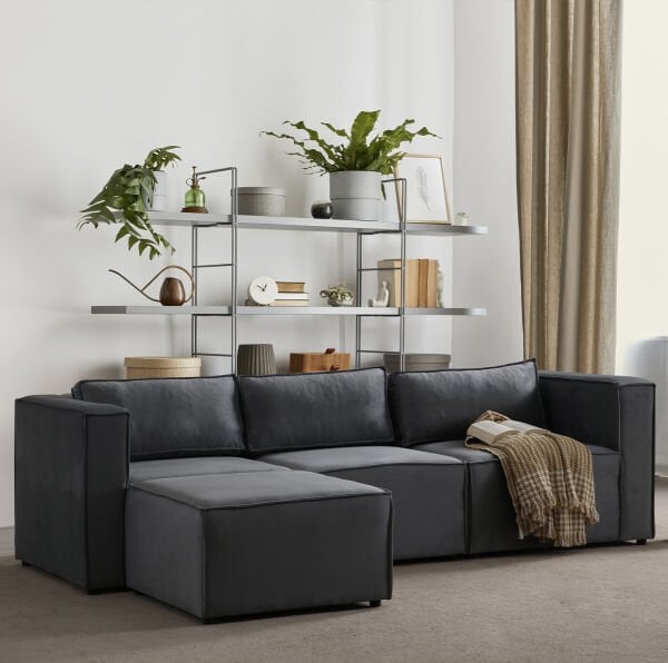 Boho Mini 4 Modül, Modüler Köşe Koltuk Sırt Minderli, Babyface 240x155 cm
