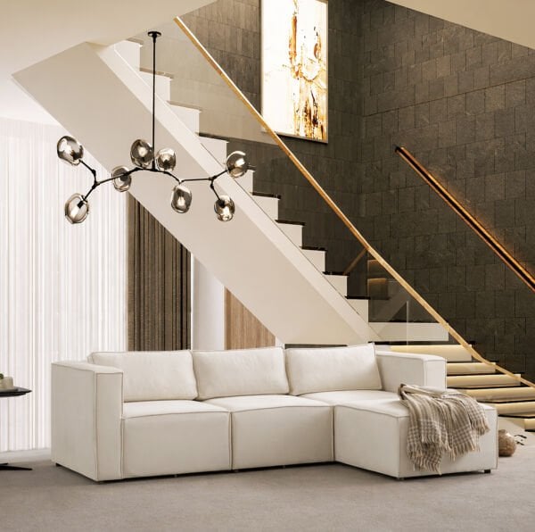 Boho Mini 4 Modül, Modüler Köşe Koltuk Sırt Minderli, Babyface 240x155 cm