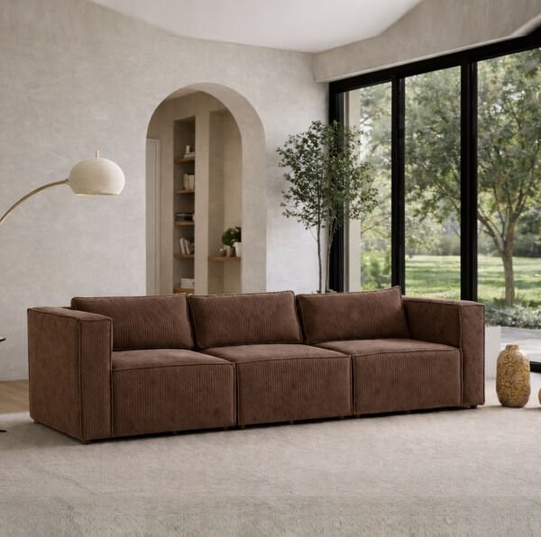 Boho Mini 3 Modül, Modüler Köşe Koltuk Sırt Minderli, Fitilli 240 cm