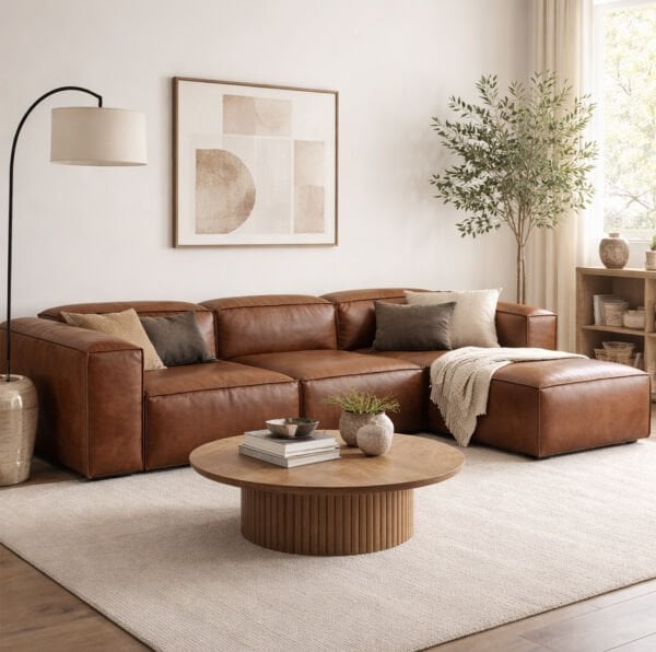 Frida 4 Modül Pofidik Modüler Kanepe L Köşe Koltuk Takımı, Suni Deri, 290x190 cm