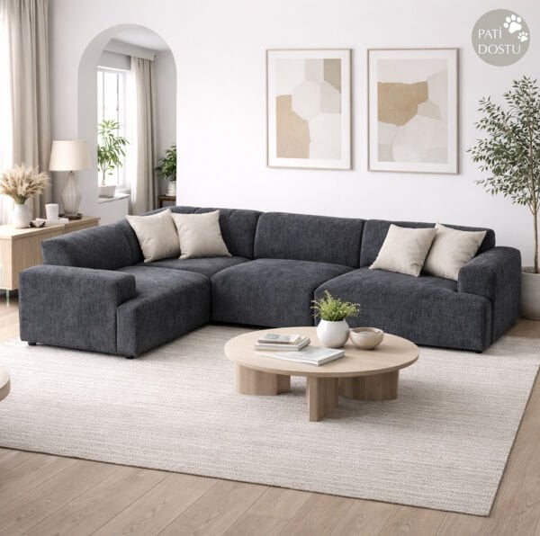 Molly 4 Modül Köşe Koltuk, Teddy 210x290 cm (Pati Dostu)