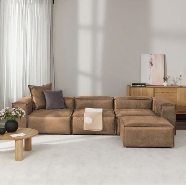 Frida Modüler Köşe Koltuk Takımı Puf 4 Modül Nubuk