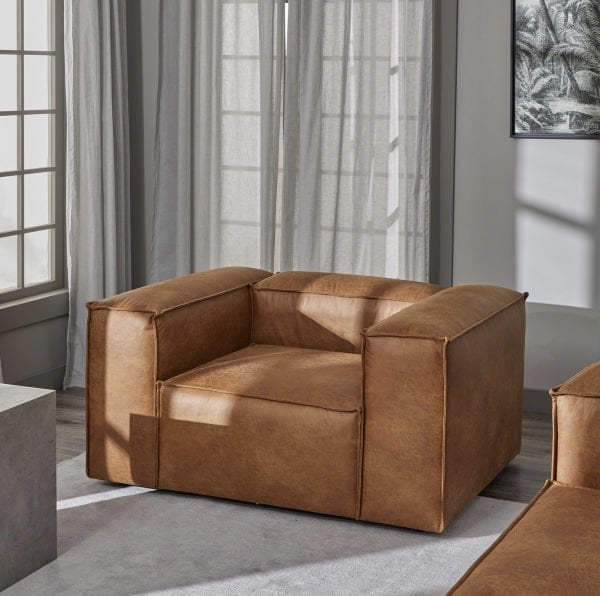 Frida Modüler Tekli Koltuk, Berjer, Nubuk 130 cm