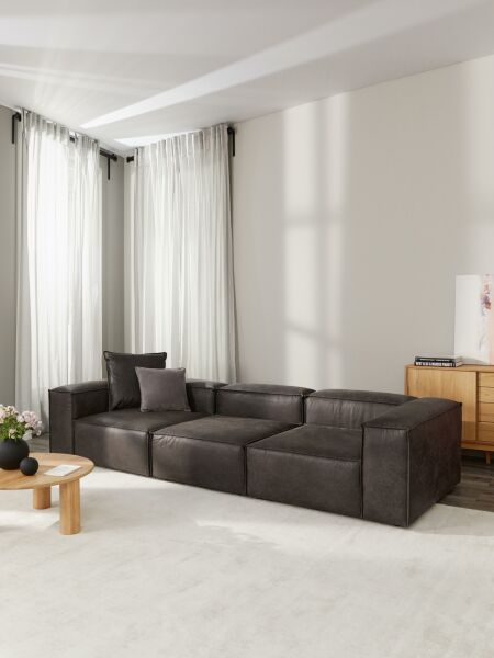 Frida 3 Modül Modüler Mini Köşe, Üçlü Koltuk, Nubuk, 290 cm