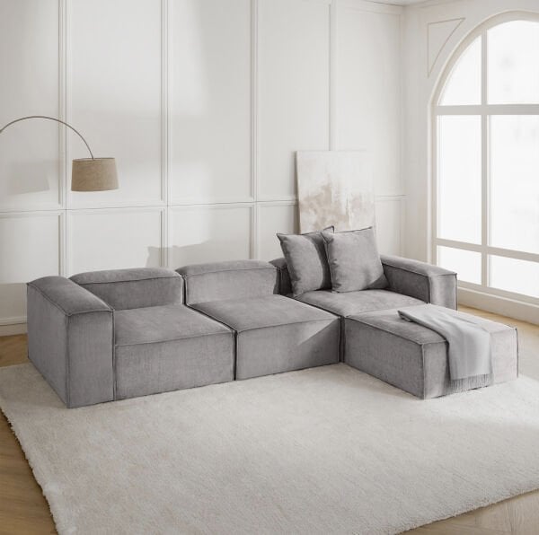 Frida Modüler Fitilli Kumaş Köşe Koltuk Takımı Puf 4 Modül