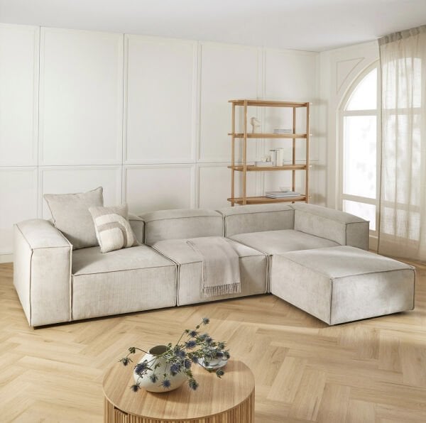 Frida Modüler Fitilli Kumaş Köşe Koltuk Takımı Puf 4 Modül