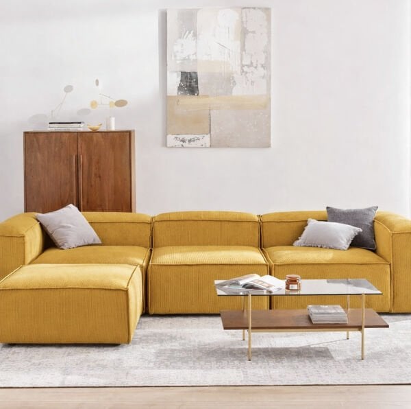 Frida 4 Modül Pofidik Modüler Kanepe L Köşe Koltuk Takımı, Fitilli, 290x190 cm