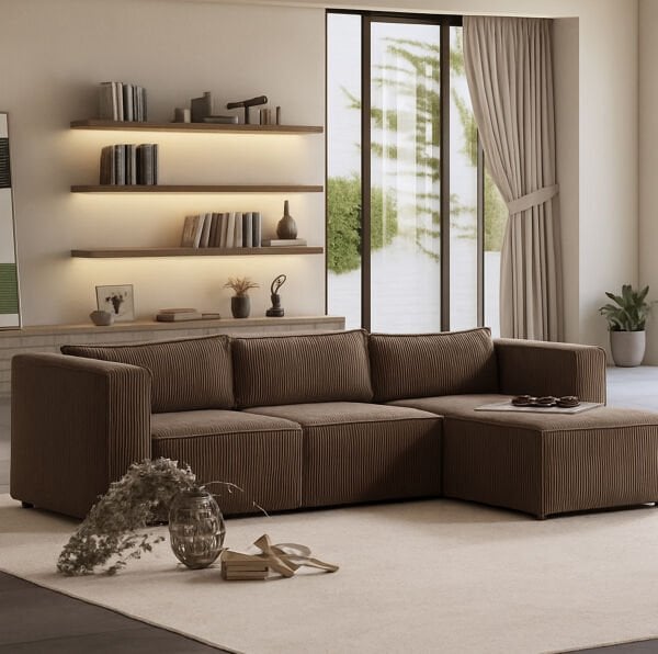 Boho Mini 4 Modül, Modüler Köşe Koltuk Sırt Minderli, Fitilli 240x155