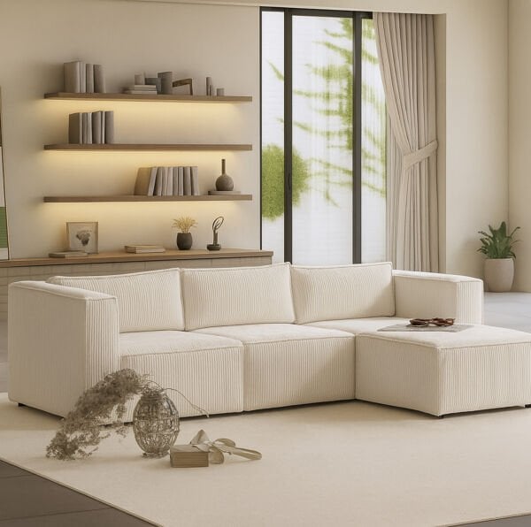 Boho Mini 4 Modül, Modüler Köşe Koltuk Sırt Minderli, Fitilli 240x155