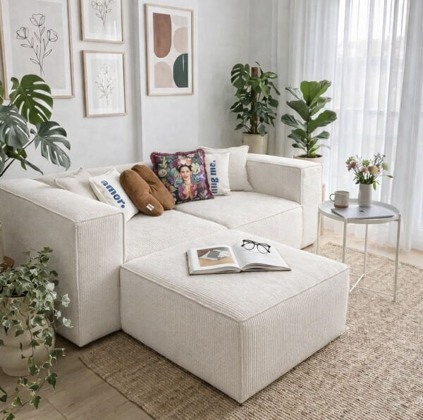 Frida 3 Modül Mini Köşe 2 Modül + Puf Fitilli, 210x185 cm