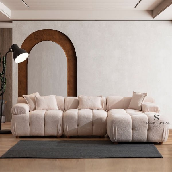 Bellini 4 Modül Köşe Koltuk Yoğun Teddy Kumaş