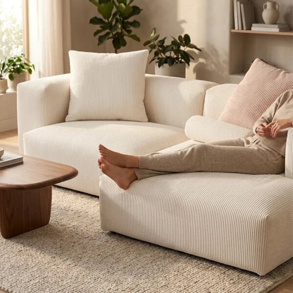 Cloud 2 Modül Pofidik Mini Köşe Koltuk, Fitilli 240x150 cm