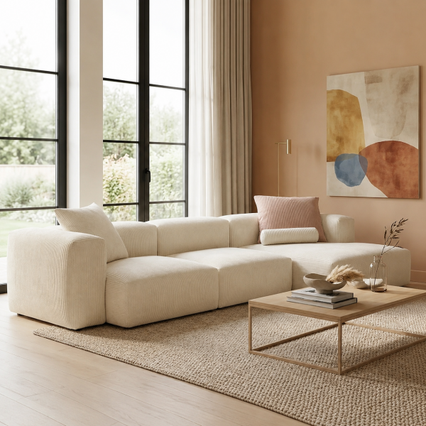 Cloud 3 Modül Pofidik Mini Köşe Koltuk, Fitilli 335x150 cm