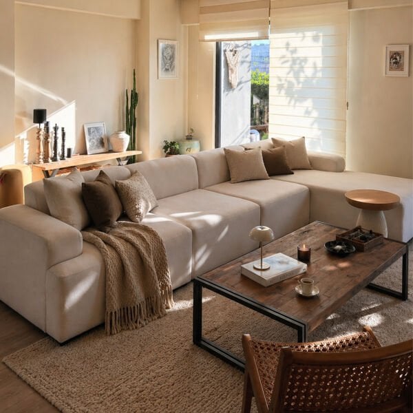 Molly Köşe Koltuk 4 Modül Sağ Köşe, Yönsüz Kadife 370x180 cm