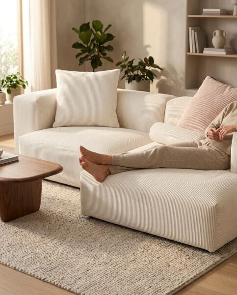 Cloud 2 Modül Pofidik Mini Köşe Koltuk, Fitilli 260x150 cm