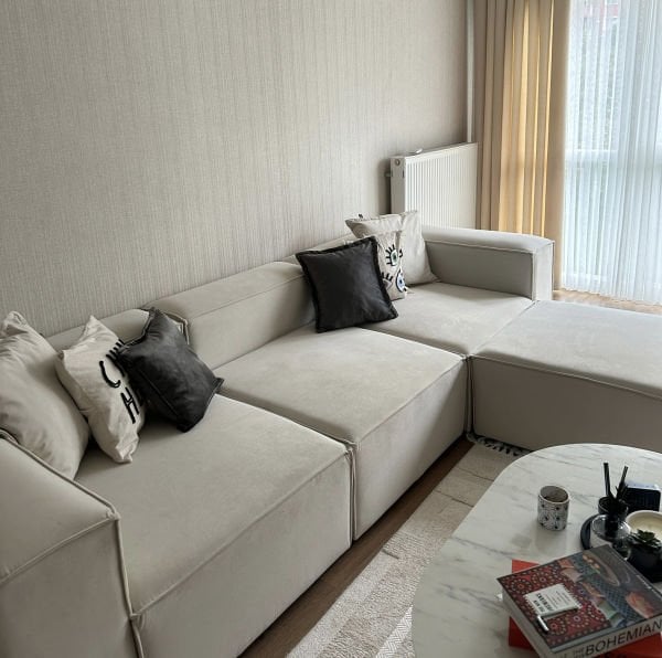 Frida Modüler Köşe Koltuk Takımı Puf 4 Modül Yönsüz Kadife