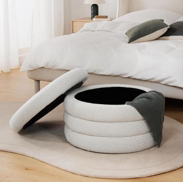 Sundea Teddy Yuvarlak Sandıklı Puf