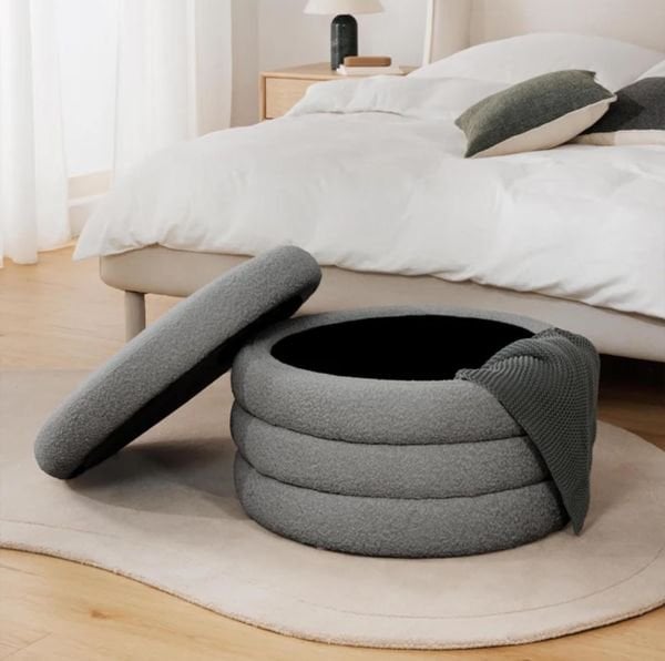 Sundea Teddy Yuvarlak Sandıklı Puf