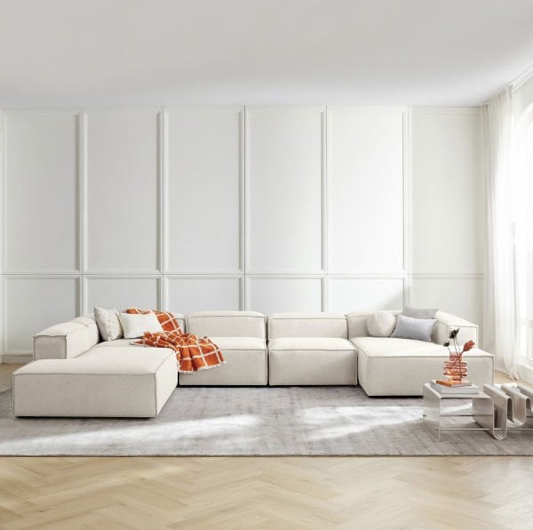 Frida 5 Modül Pofidik Modüler Kanepe Xl Köşe Koltuk Takımı Keten