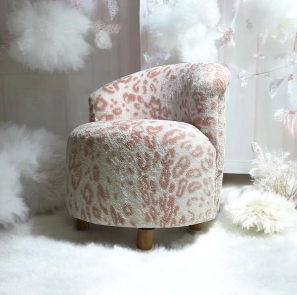 Leo Teddy Ahşap Ayaklı Çoçuk Bebek Koltuğu Sandalyesi, Pembe Beyaz