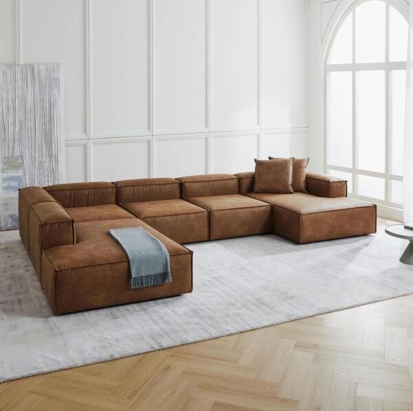 Frida 5 Modül Pofidik Modüler Kanepe XL Köşe Koltuk Takımı Nubuk