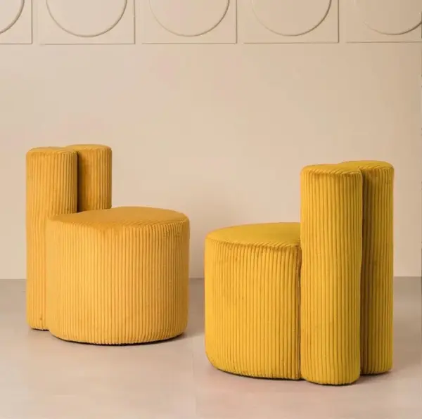 Helen Tavşan Silindir Puf Berjer , Fitilli Kadife