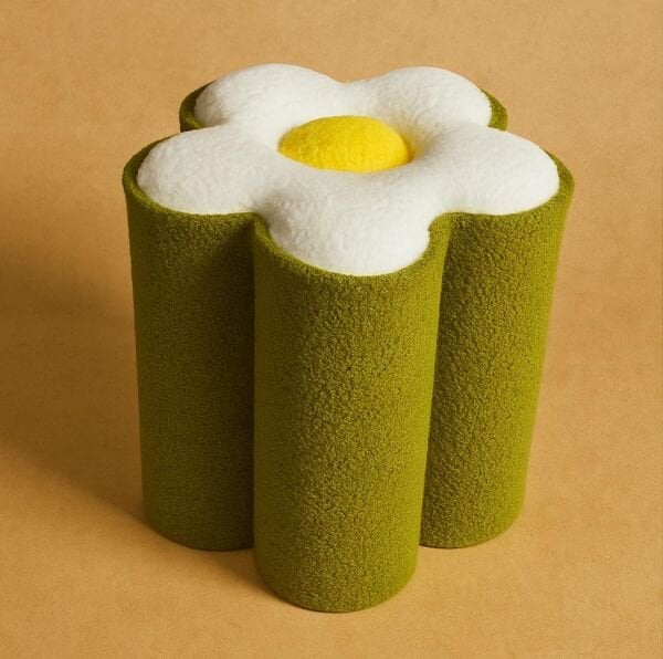 Daisy Mini Papatya Teddy Yeşil Peluş Puf