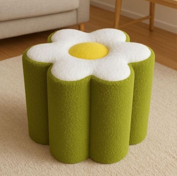 Daisy Mini Papatya Teddy Yeşil Peluş Puf